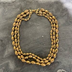 Vintage Vendome Triple Strand Gold Beaded Necklace